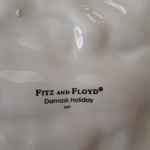 Fitz & Floyd DAMASK HOLIDAY Christmas Santa Serving Decorative Canape Plate - Picture 12 of 13